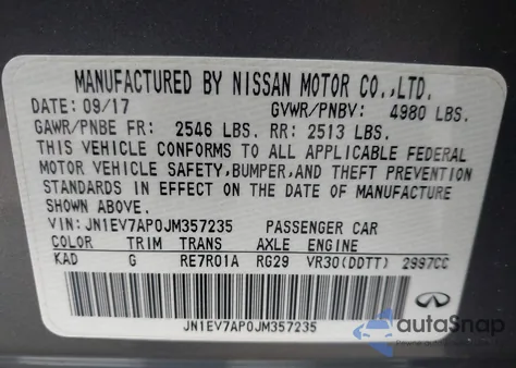 2018 Infiniti Q50 3.0T Luxe from USA, damaged, VIN JN1EV7AP0JM357235